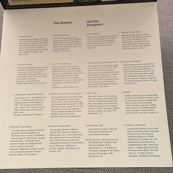 USA USPS Commemorative Stamp Set 1971 Special Issue Edition Mini Book Album - Picture 6 of 10